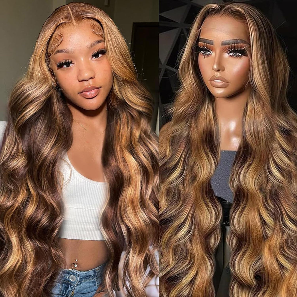 P4/27 Highlight Body Wave 13x6 Lace Front Wig – front view