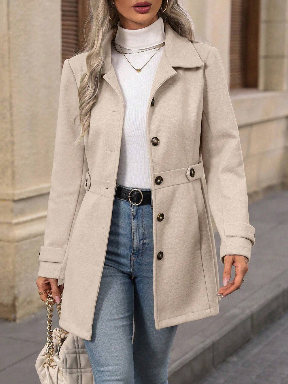 Elegant Wool-Blend Single-Breasted Coat – view 11 of 12 | My Dressing Room