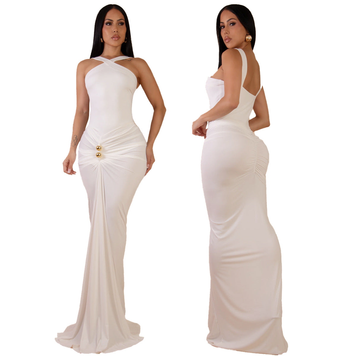 Pleated Strapless Maxi Dress – view 8 of 9