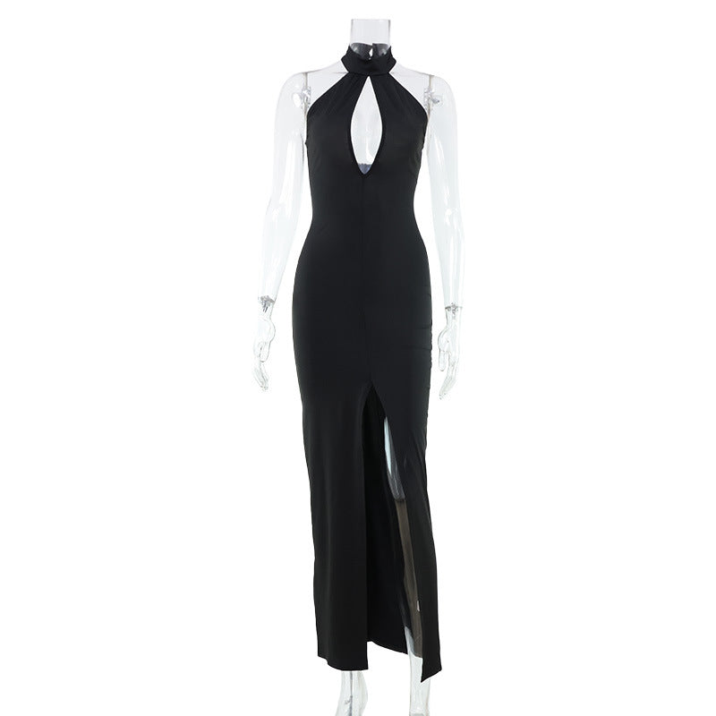 Hollow-Out Halter Bodycon Dress in Black – view 5 of 5