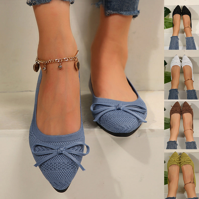 Bow Knit Pointed-Toe Flats - view 6