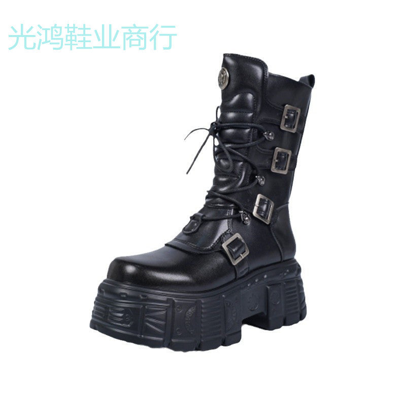 Platform Lace-Up Combat Boots - view 5
