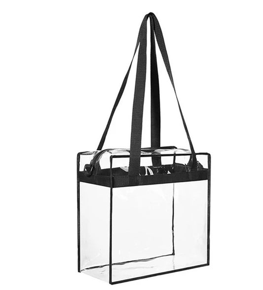 2x Clear PVC Tote Bag Women Large Transparent Handbag Zip Purse Stadium Security – main view | My Dressing Room
