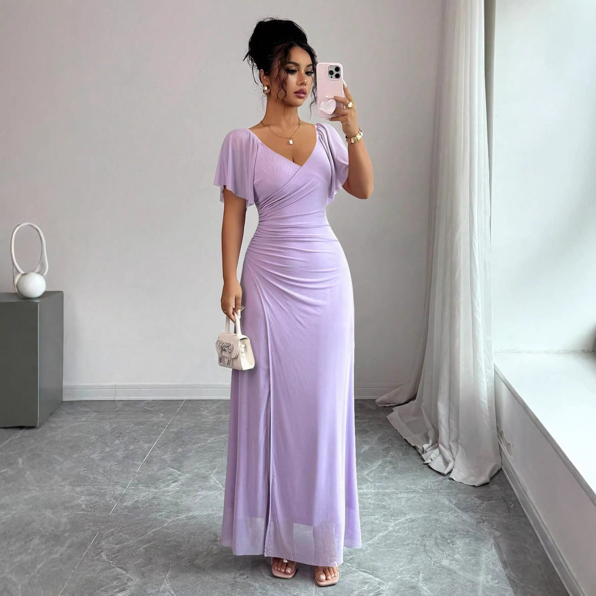 Flutter Sleeve Pleated Sheath Dress – view 5 of 12