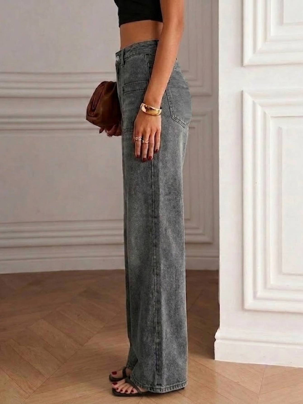 Gray High-Waist Wide-Leg Jeans – view 4 of 6 | My Dressing Room