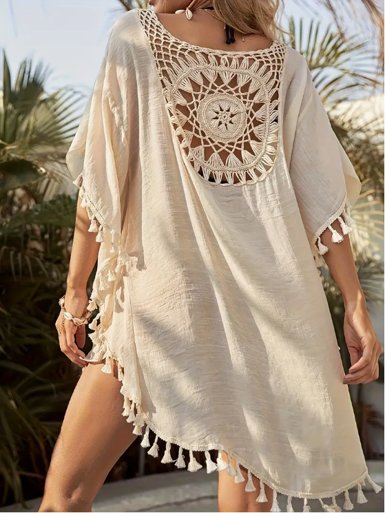 Crochet Lace Tassel Beach Cover-Up Dress - view 2