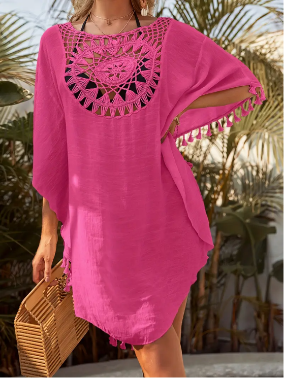 Crochet Lace Tassel Beach Cover-Up Dress - view 4