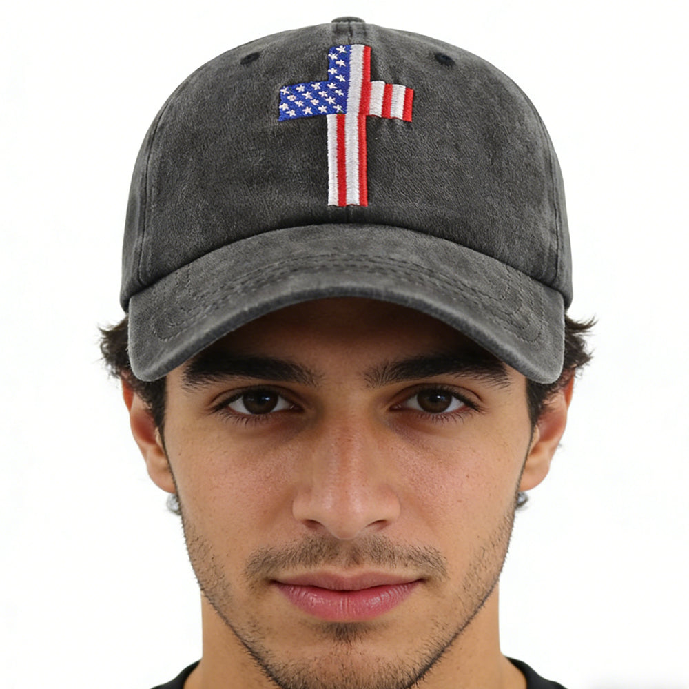 Christian Flag Cross Baseball Cap – main view | My Dressing Room