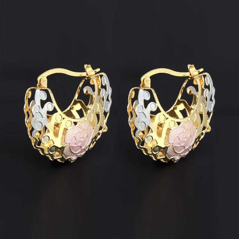 Hollow Rosette Hoop Earrings - view 6