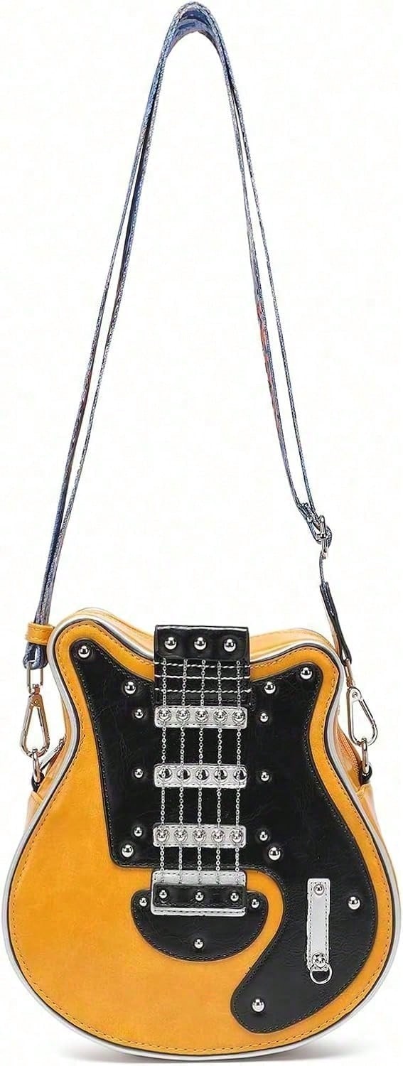 Guitar-Shaped Rivet Crossbody Bag – view 6 of 10 | My Dressing Room
