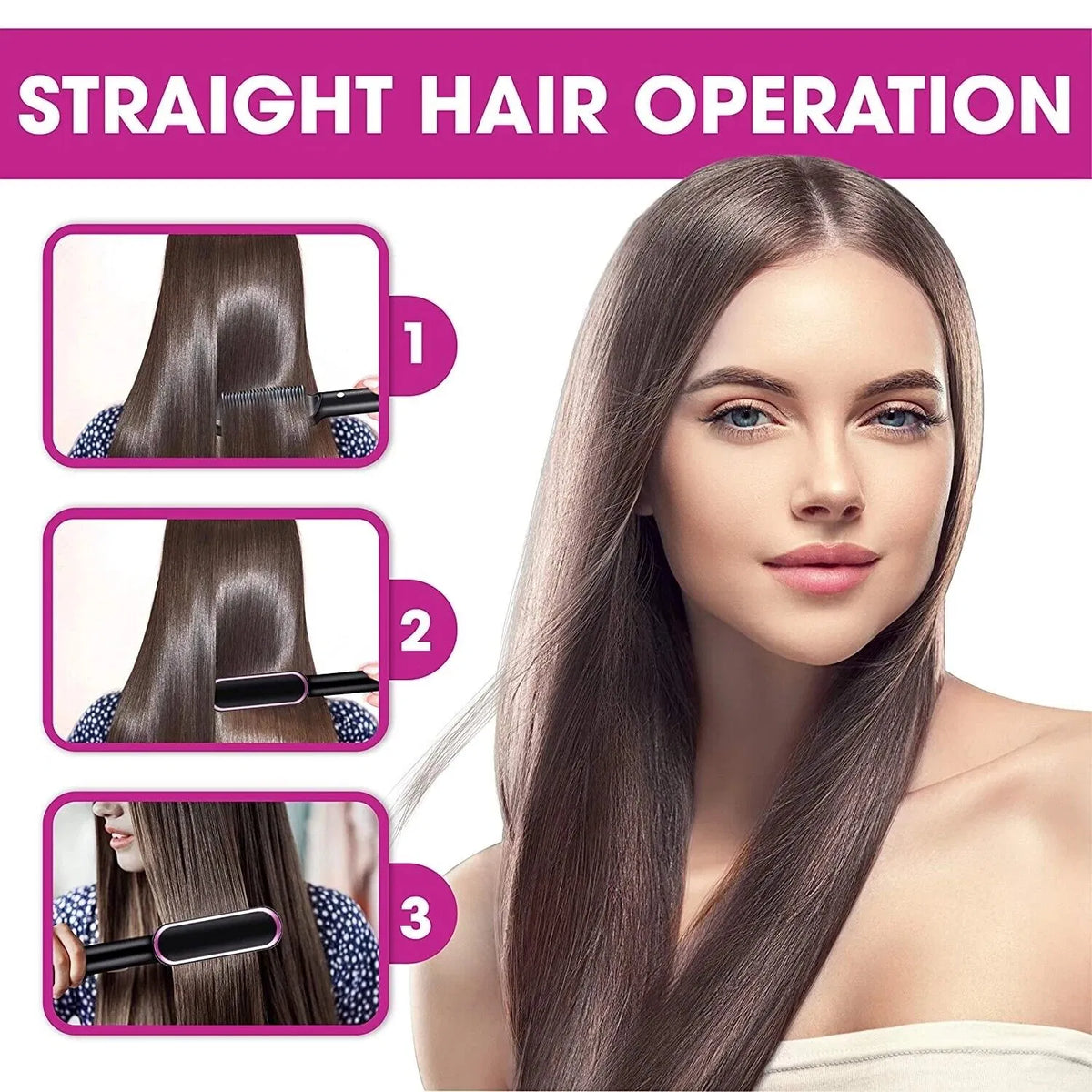 Heated Hair Straightener Brush, Adjustable Heat – view 2 of 9 | My Dressing Room