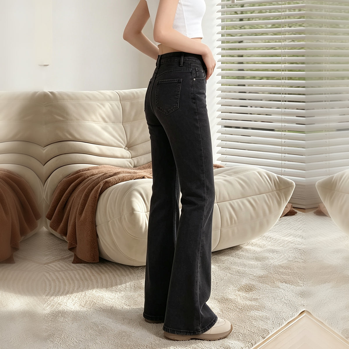 Black High-Waist Stretch Flare Jeans - view 3