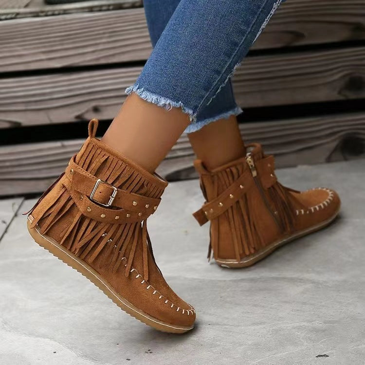Rivet Tassel Flat Ankle Boots – view 5 of 6 | My Dressing Room