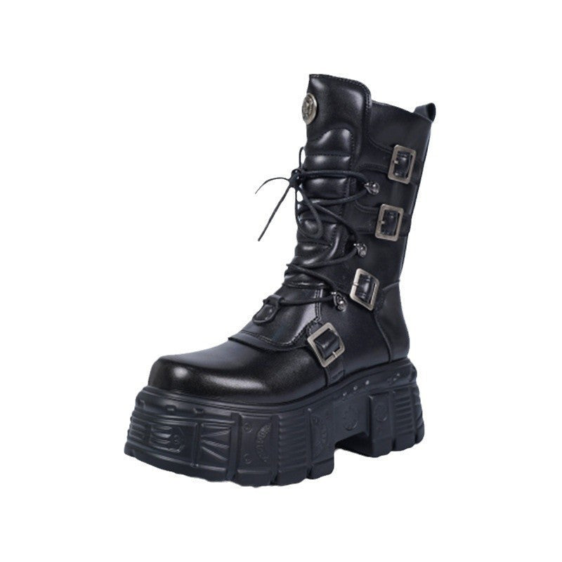 Platform Lace-Up Combat Boots - view 2