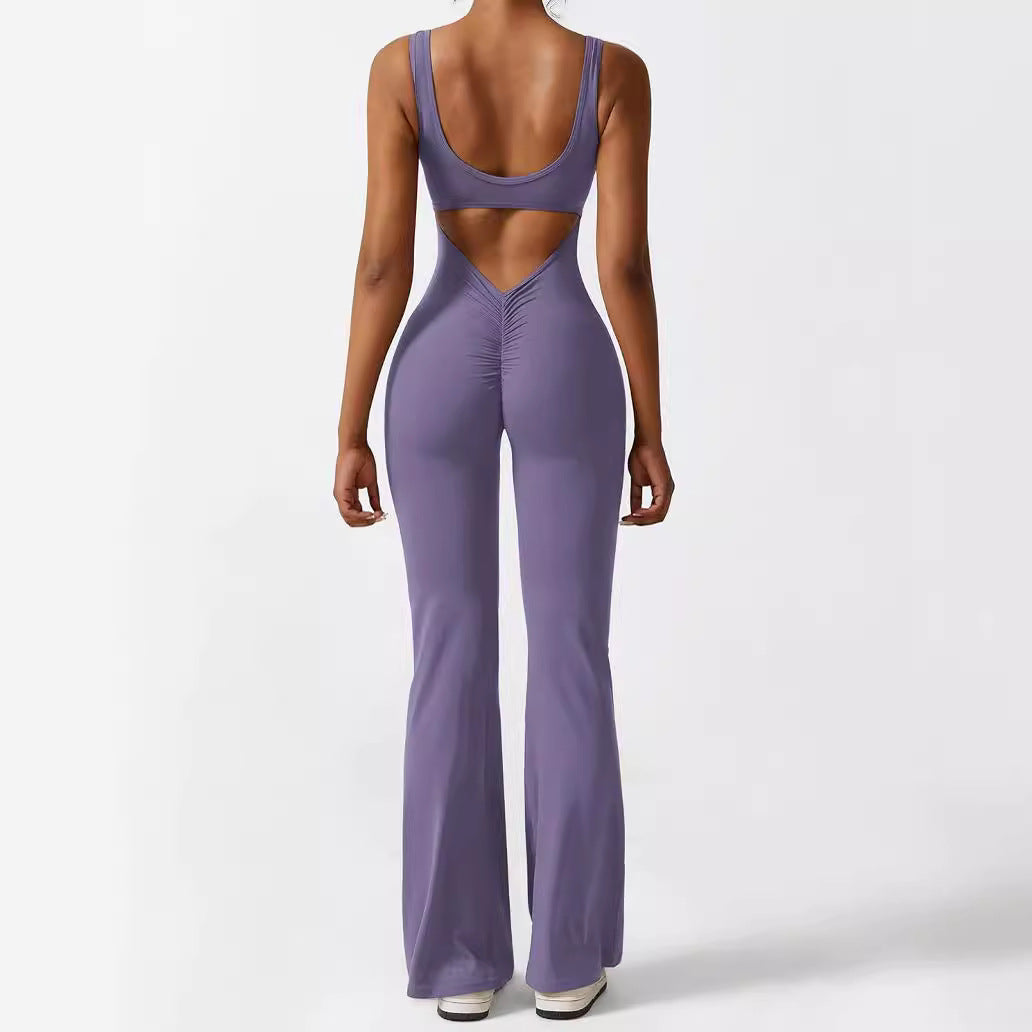 Sleeveless Flare Yoga Jumpsuit – view 3 of 18 | My Dressing Room