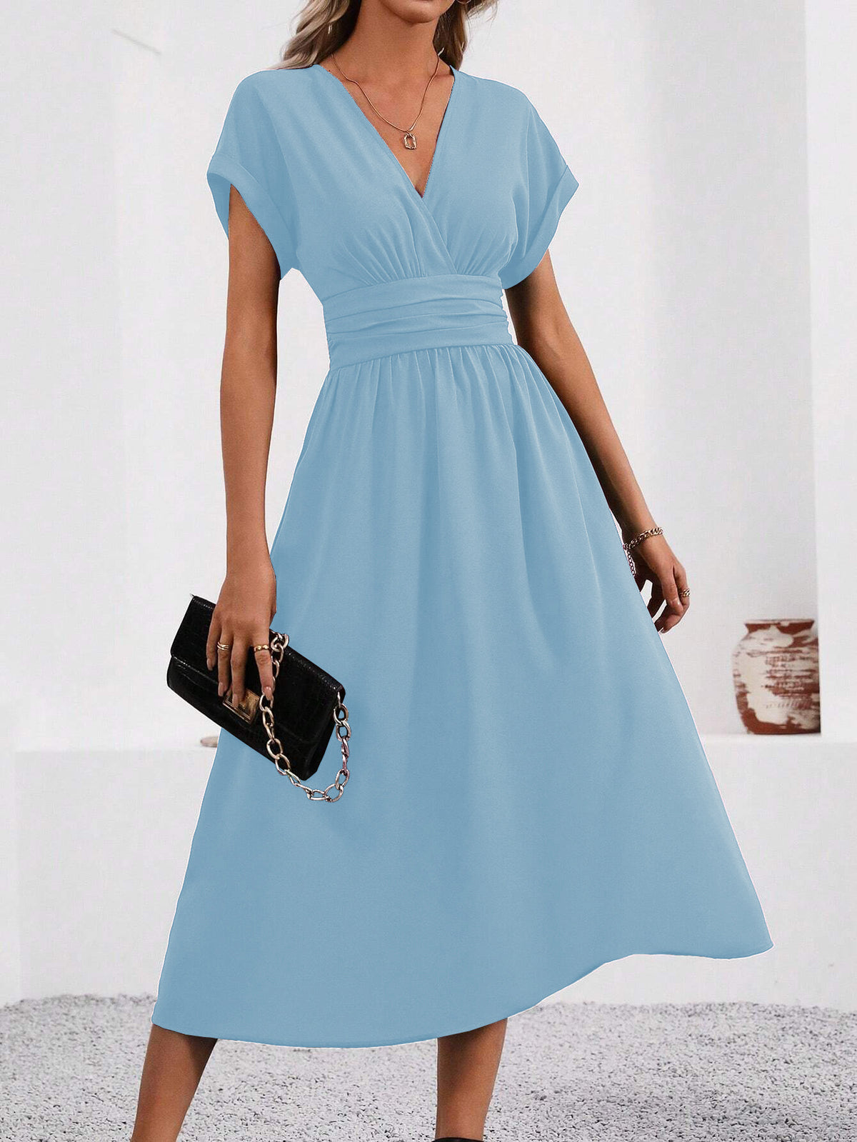 Batwing Sleeve Maxi Dress in Sky Blue – view 8 of 10