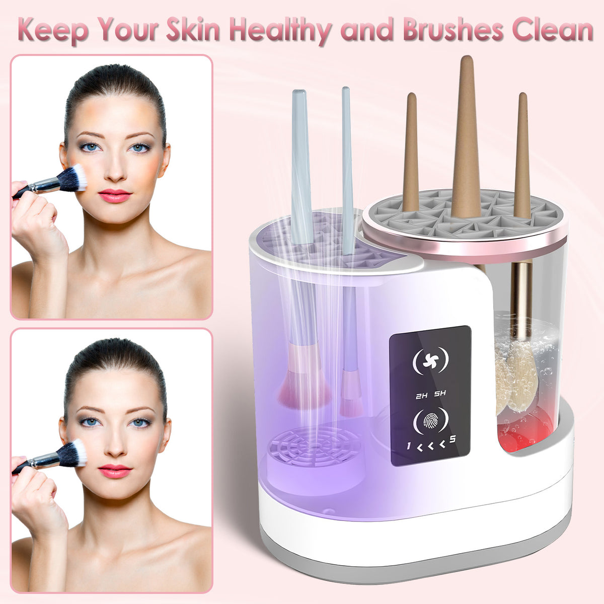 4 In 1 Electric Makeup Brush Cleaner USB Powered Automatic Brush Blender Machine With Timer Digital Display Cleaning Drying UV Disinfection Brush Storage For All Types Of Brushes Valentines Day Gift – view 3 of 10 | My Dressing Room
