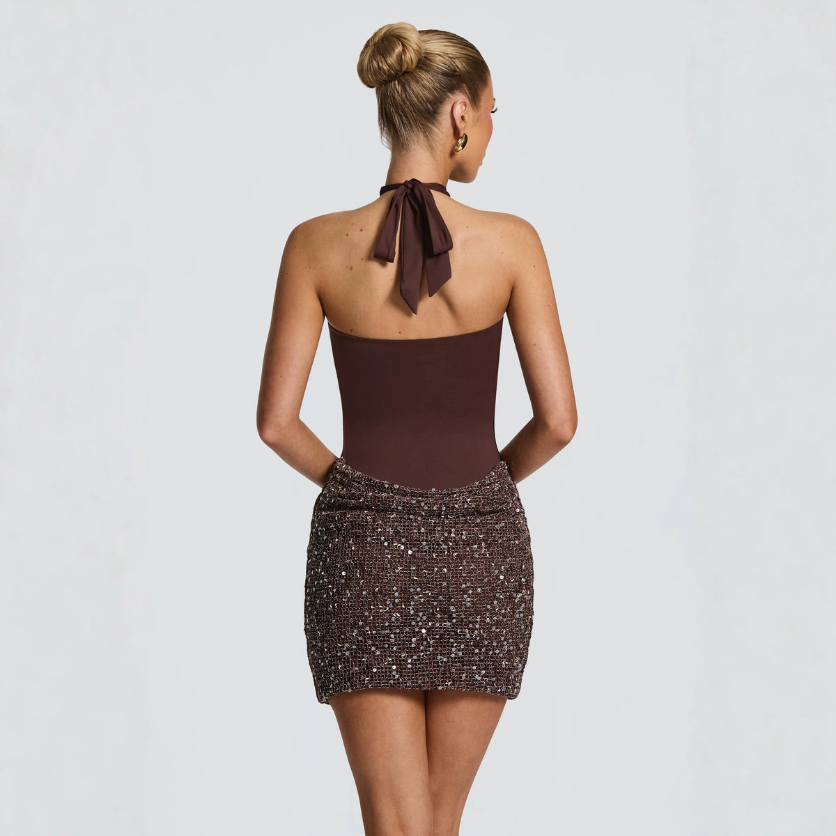 Cross-Strap Halter Sequin Dress - view 3