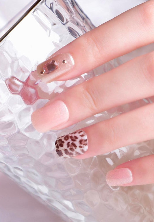 Leopard Shimmer Gem Press-On Nails (10 pcs) - view 1