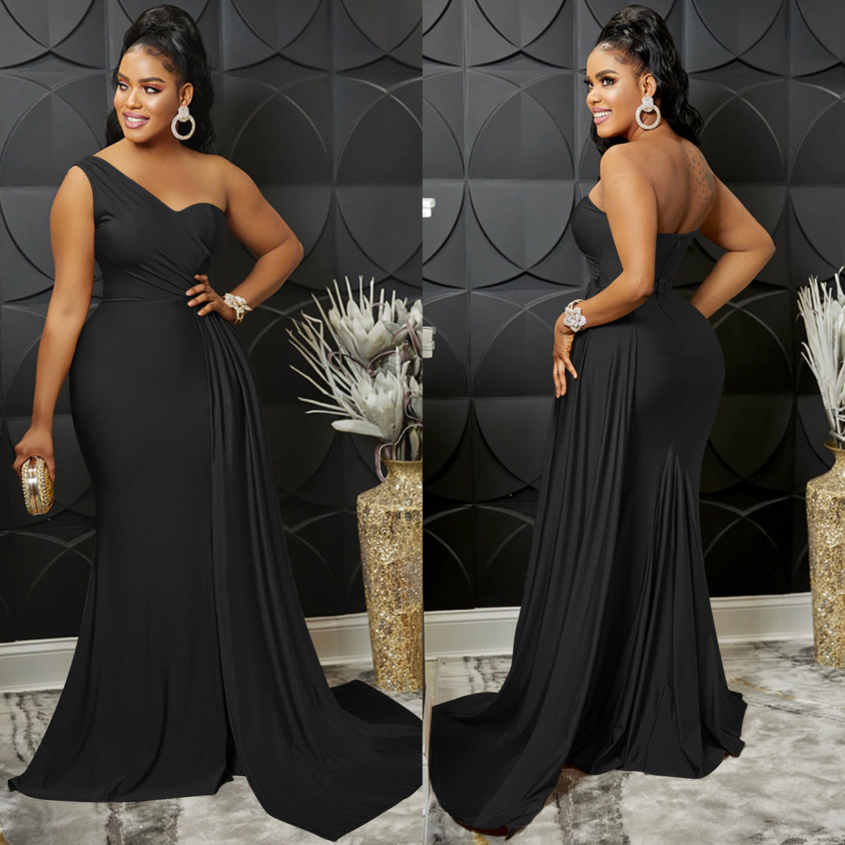 One-Shoulder Bodycon Maxi Dress – main view