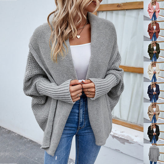 Loose Bat-Sleeve Knitted Cardigan – main view | My Dressing Room