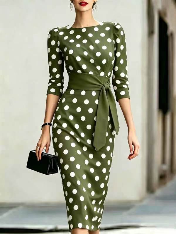 Polka Dot Belted Midi Dress – view 10 of 12 | My Dressing Room
