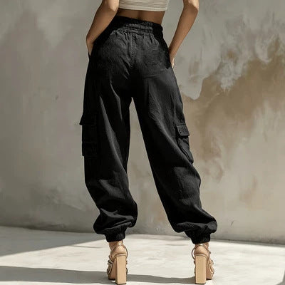 Khaki Drawstring Loose-Fit Cargo Pants - view 4