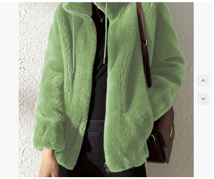 Fleece High-Neck Cardigan Sweater – view 4 of 11 | My Dressing Room