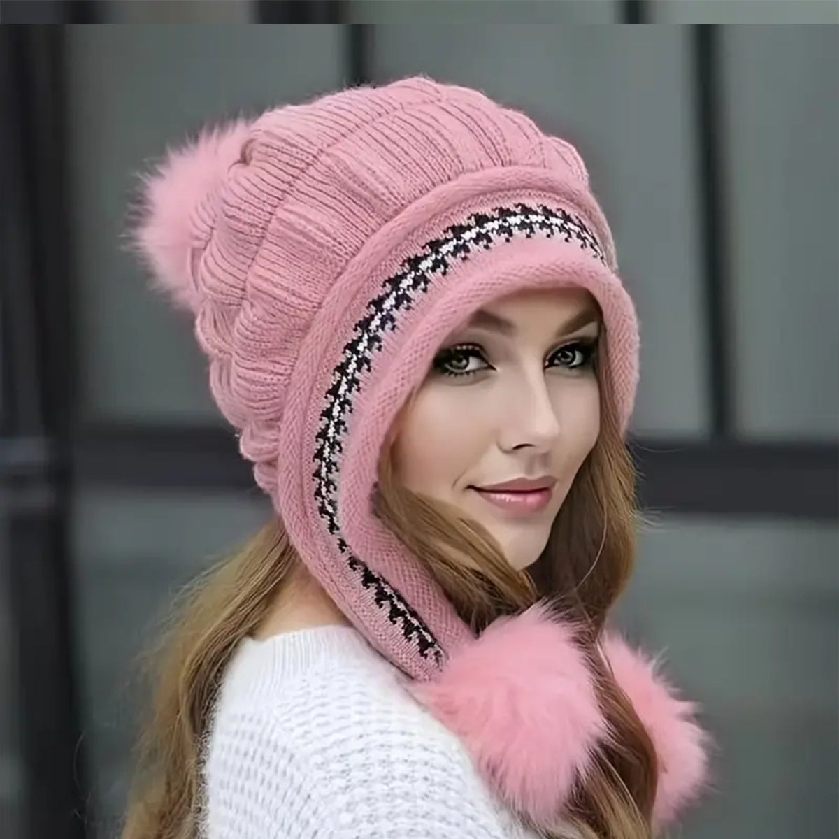 Cozy Fleece-Feel Ear-Flap Pom-Pom Beanie – view 4 of 27 | My Dressing Room