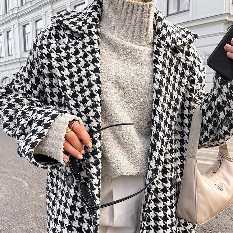 Houndstooth Long Trench Coat - view 5