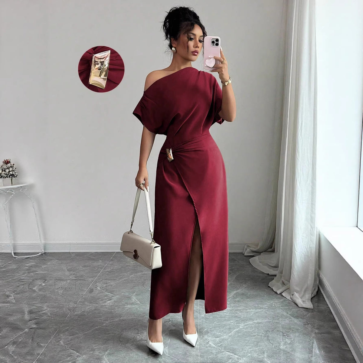 Off-Shoulder Bodycon Maxi Dress – view 8 of 10