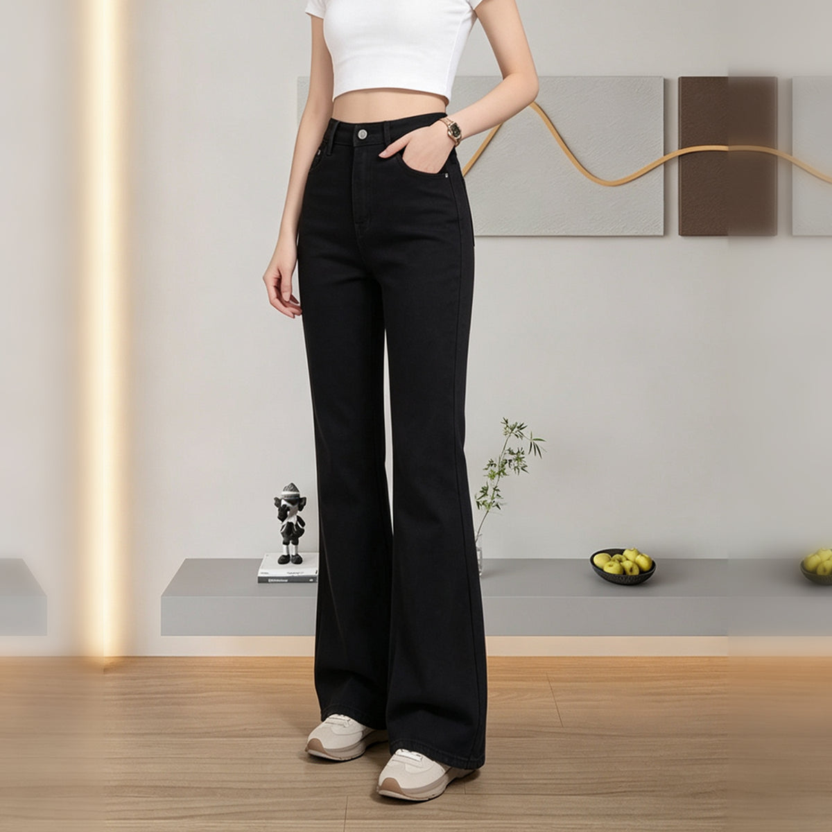 Fleece-Lined High-Waist Bootcut Jeans - view 3