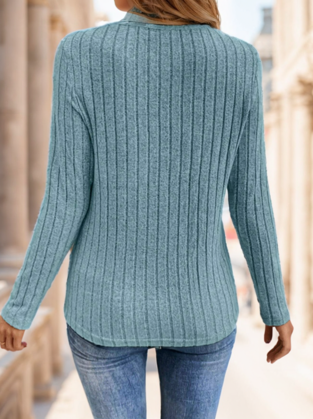 Ribbed Velvet High-Neck Top - view 5