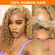 Wiggogo Honey Blonde Lace Front Curly Wigs 100% Human Hair 13X4 Deep Wave 13X6 Hd Lace Frontal Wigs For Women 30 32 Inch Colored