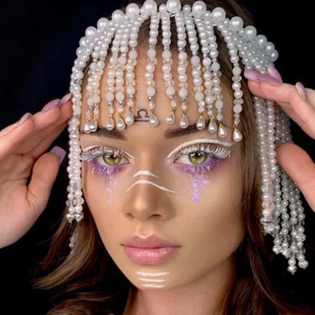 Stonefans New Pearl Tassel Hair Chain Designer Braids Ornaments Jewelry Bling Weddings Headband Accessories Hat Bridal Headpiece