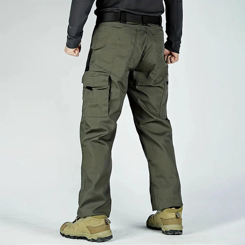 2Pcs  Men's Tactical Pants Outdoor Work Casual Cargo Trousers Waterproof Multi-pocket Wear-Resistant Outdoor Training Trousers