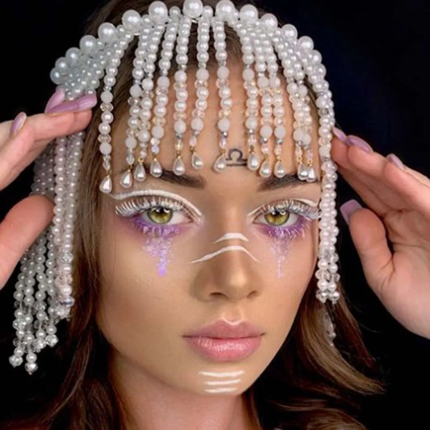 Stonefans New Pearl Tassel Hair Chain Designer Braids Ornaments Jewelry Bling Weddings Headband Accessories Hat Bridal Headpiece