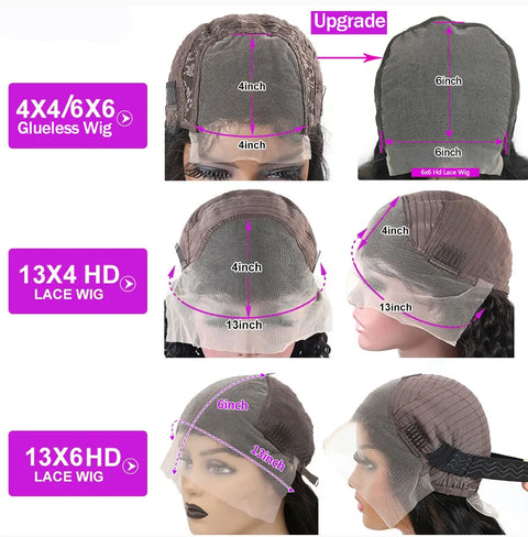 250 Density Invisible Strap 360 HD Full Lace Glueless Wig Deep Wave Frontal Wig Human Hair 30 Inch Water Wave Lace Front Wig