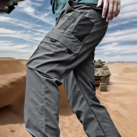 2Pcs  Men's Tactical Pants Outdoor Work Casual Cargo Trousers Waterproof Multi-pocket Wear-Resistant Outdoor Training Trousers