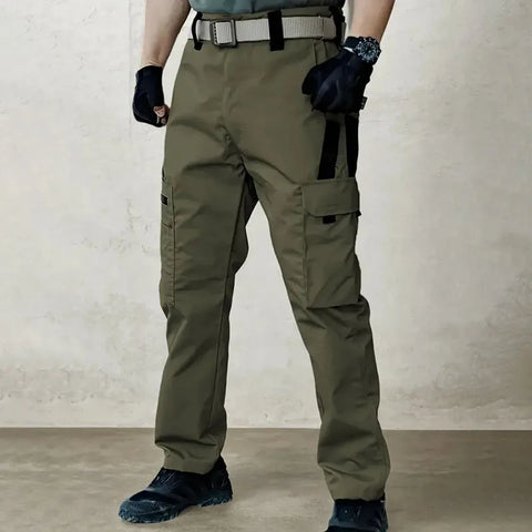 2Pcs  Men's Tactical Pants Outdoor Work Casual Cargo Trousers Waterproof Multi-pocket Wear-Resistant Outdoor Training Trousers