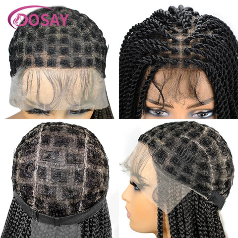 36" Full Lace Braided Wigs Synthetic Hair Box Braids Lace Front Wigs Knotless Braided Wigs For Black Women Braiding Wigs African