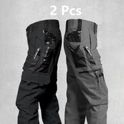 2Pcs  Men's Tactical Pants Outdoor Work Casual Cargo Trousers Waterproof Multi-pocket Wear-Resistant Outdoor Training Trousers
