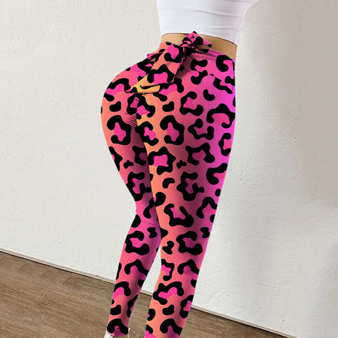 Bowknot Fitness Leggings Pants Women Printing High Waist Stretch Skinny Sexy Breathable Leggings Push Up Лосины Для Фитнеса
