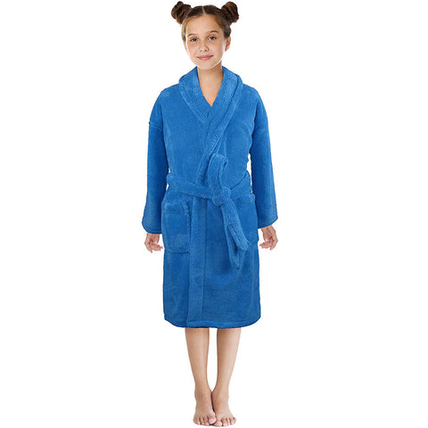 Toddler Kids Robes For Baby Boys Girls Solid Flannel Bathrobes Bath Towel Night-gown Pajamas Sleepwear Children's Clothes 3-12Y