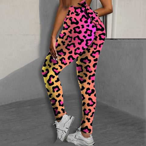 Bowknot Fitness Leggings Pants Women Printing High Waist Stretch Skinny Sexy Breathable Leggings Push Up Лосины Для Фитнеса