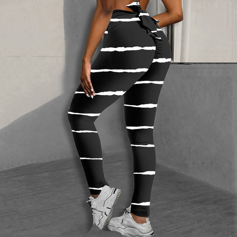 Bowknot Fitness Leggings Pants Women Printing High Waist Stretch Skinny Sexy Breathable Leggings Push Up Лосины Для Фитнеса