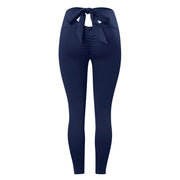 Elastic Running Leggings Pure Color Bowknot Bottoms Push Up Harajuku Fitness Ankle-length Pants Trouser Hollow Out Jeggings
