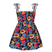 Toddler Kids Girls Dresses 1 to 6 Years Fashion Bohemian Sundress For Girls Summer Floral Print Straps Sleeveless Floral Dress