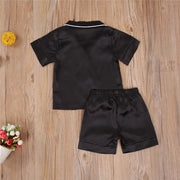 2020-09-09 Lioraitiin 1-7T Toddler Baby Black Satin Pajamas Infant Boy Short/Long Sleeve Pants Sleepwear Casual 2PCS Homewear