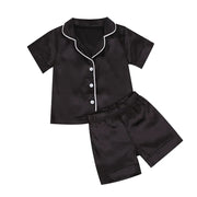 2020-09-09 Lioraitiin 1-7T Toddler Baby Black Satin Pajamas Infant Boy Short/Long Sleeve Pants Sleepwear Casual 2PCS Homewear
